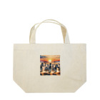 nigihayahiの夕焼けを走るシマウマ Lunch Tote Bag