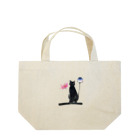 幸運のしっぽの黒猫と花 Lunch Tote Bag