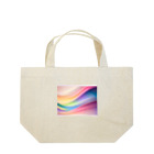 InkCraftsの虹色に輝く波の抽象的なデザイン ランチトートバッグ