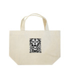SERIY_SHOPの荘厳なる支配者：モノトーンのライオンの描画 ランチトートバッグ