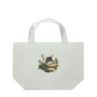 Saza-nami Antique designの白と黒のモフモフ犬 Lunch Tote Bag