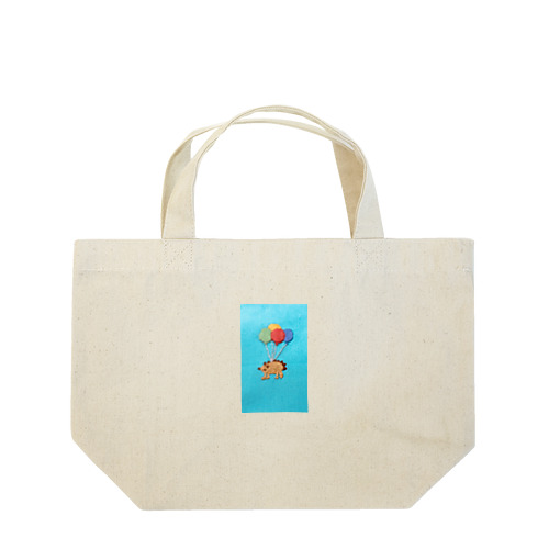 風船で浮く刺繍ハリネズミ Lunch Tote Bag