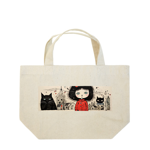 黒ねこさんとねこ子さん Lunch Tote Bag