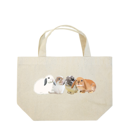 寄り添う　ウサギ達 Lunch Tote Bag