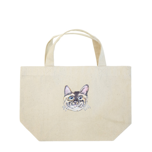 チョークアートの見上げるサビ猫 Lunch Tote Bag