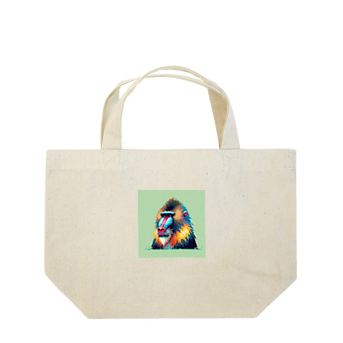 カラフルなマンドリルのドット絵 Lunch Tote Bag