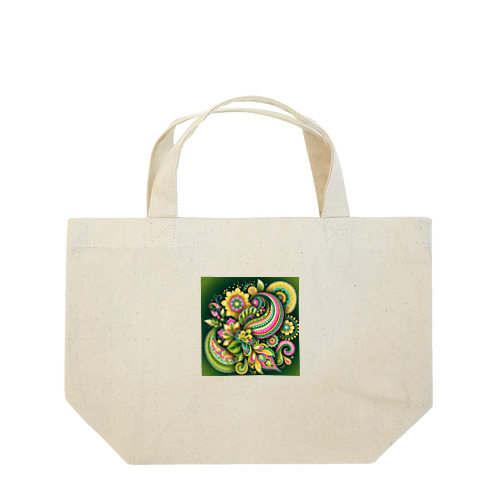 グリーンカラーのインド柄 Lunch Tote Bag