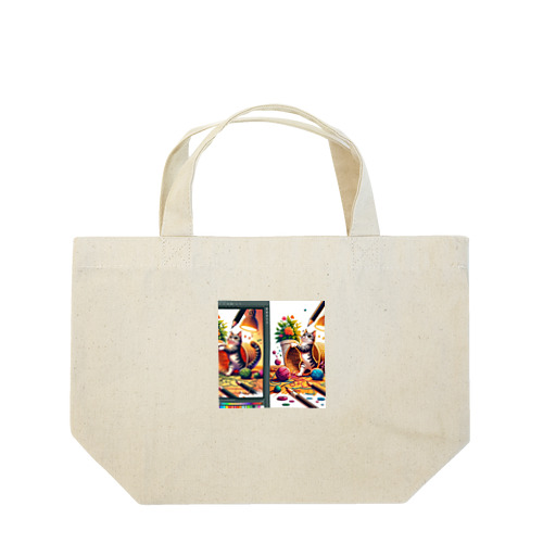 Create_an_illustration_of_a_mischievous_cat_gettin_mischievous_cat Lunch Tote Bag