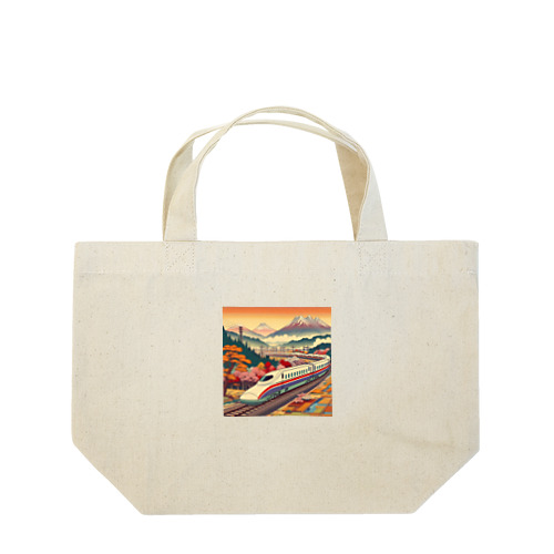 日本の風景:田園地帯を駆け抜ける新幹線、Japanese scenery: Shinkansen running through the countryside Lunch Tote Bag