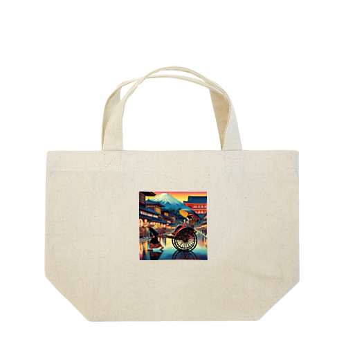 日本の風景:人力車で散策、Japanese scenery: Stroll around by jinrikisha Lunch Tote Bag