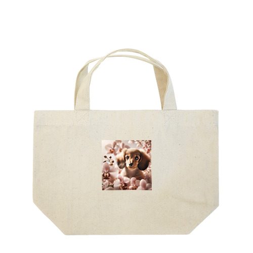 洋ランの花が美しく咲き誇るダックス！  Lunch Tote Bag