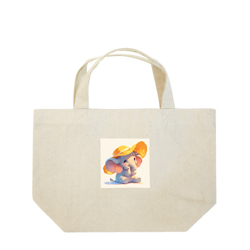 帽子をかぶった可愛い子供ゾウ Marsa 106 Lunch Tote Bag