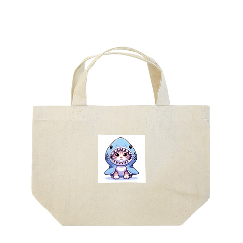 可愛らしい子猫とサメのフード Lunch Tote Bag