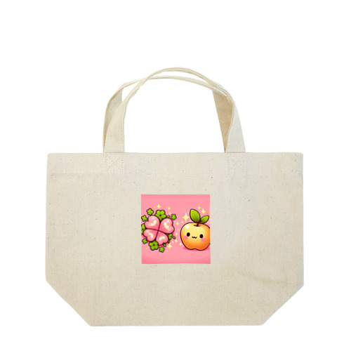 恋愛運アップの金のリンゴとピンクのクローバー Lunch Tote Bag