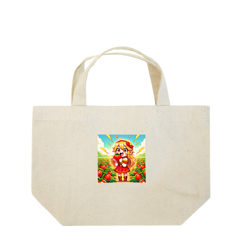 可愛い、リコピン、トマト食べてる Lunch Tote Bag