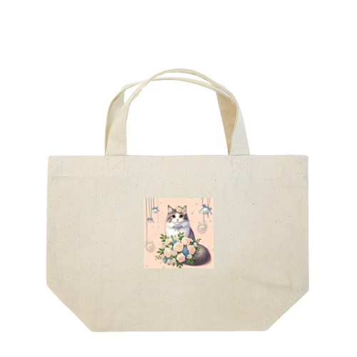 猫と薔薇　パールver. Lunch Tote Bag