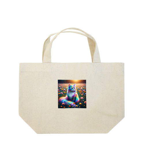 虹色に輝く優雅な猫 Lunch Tote Bag