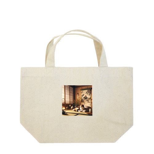 和紋様 x 猫　竹と猫の和室 Lunch Tote Bag