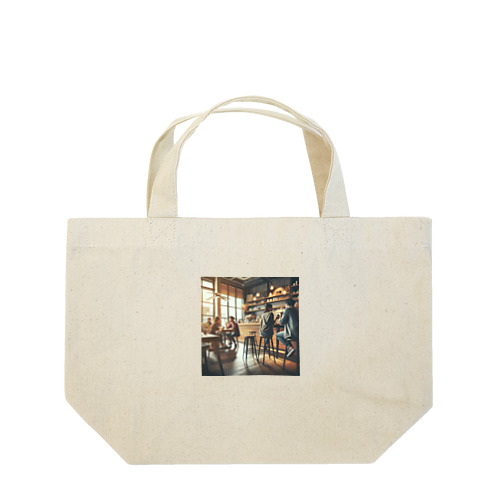 カフェの何気ないワンショット Lunch Tote Bag