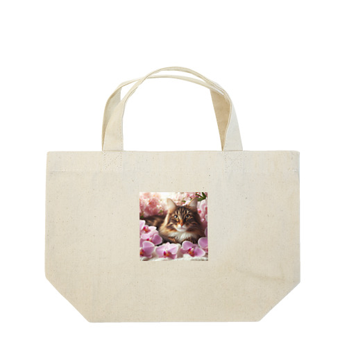 猫と胡蝶蘭 Lunch Tote Bag