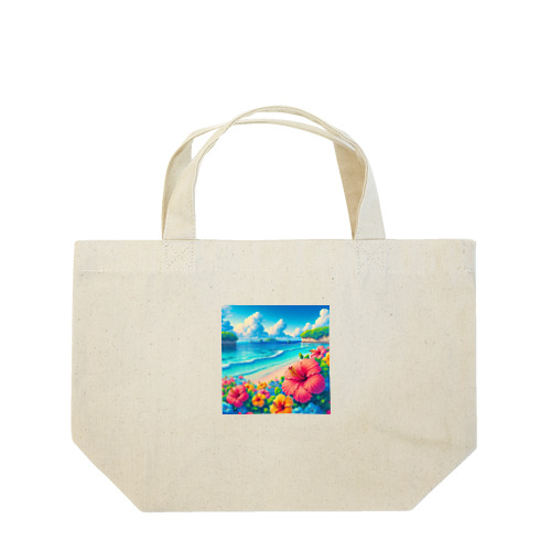 日本の風景:沖縄の海でゆんたく、Japanese scenery: Relaxing on the sea in Okinawa Lunch Tote Bag