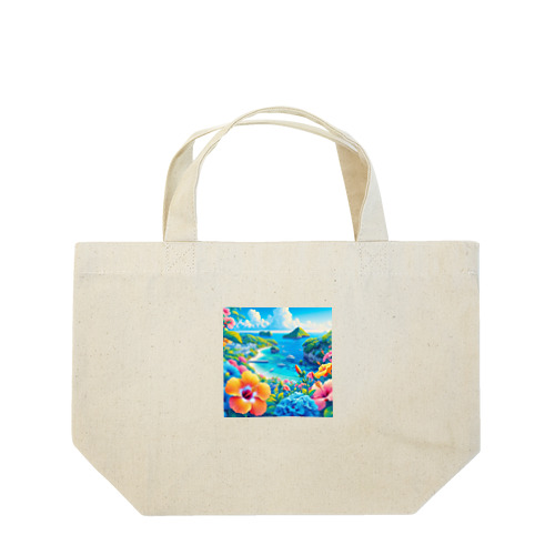 日本の風景:沖縄の海でゆんたく、Japanese scenery: Relaxing on the sea in Okinawa  Lunch Tote Bag