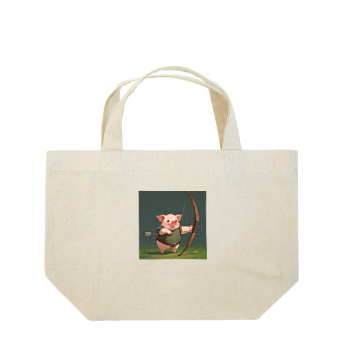 かわいいブタとアーチェリーを練習しよう Lunch Tote Bag