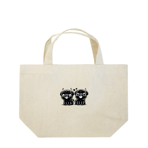 twin pug Lunch Tote Bag