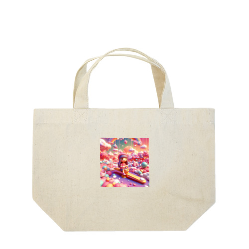 夕暮れ時のシーソー少女（３Dアニメ風） Lunch Tote Bag