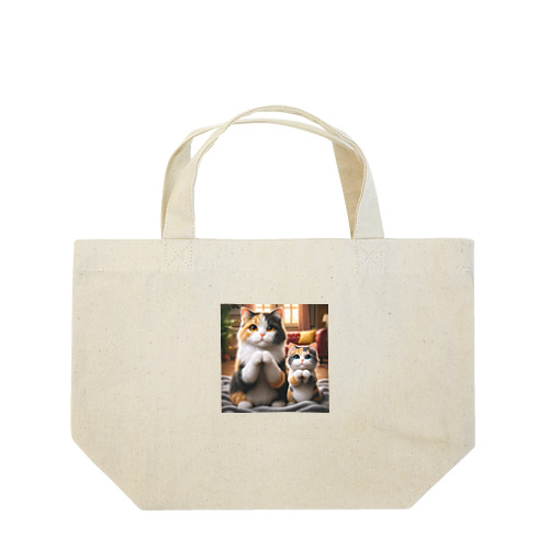 三毛猫親子のお願い Lunch Tote Bag
