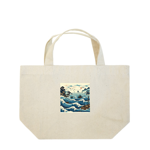 波打ち際に立つ浮世絵 Lunch Tote Bag