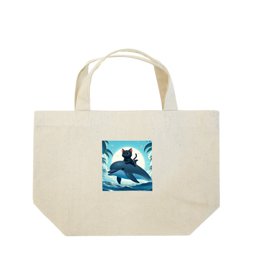イルカにのる猫 Lunch Tote Bag