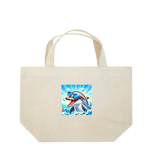 ### タイトル 「サングラスをかけたハッピーなイルカ - 喜びと活力の海の友! Lunch Tote Bag