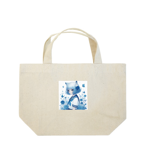 青薔薇と蝶 Lunch Tote Bag