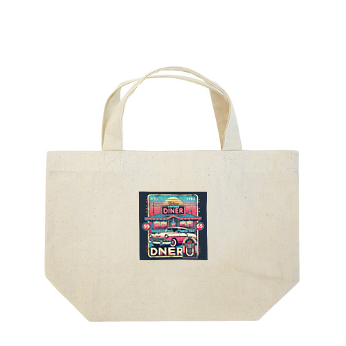 クラシックカーとレトロなダイナーのデザイン Lunch Tote Bag