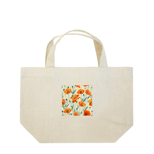 イラスト　色鮮やかなオレンジ色のコスモスの花 Lunch Tote Bag