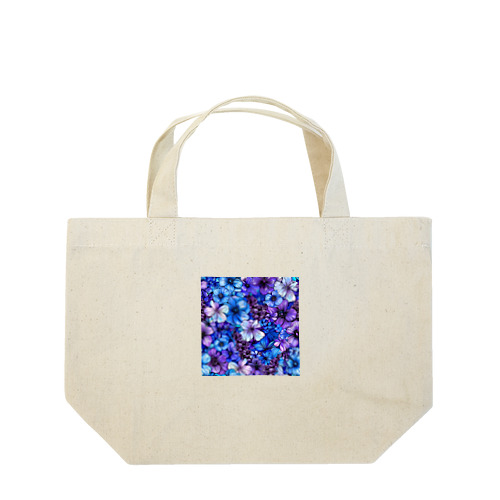 可愛い紫色と青色の花　イラスト Lunch Tote Bag