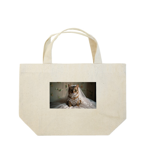 ウエディングドレスを着た猫 Lunch Tote Bag