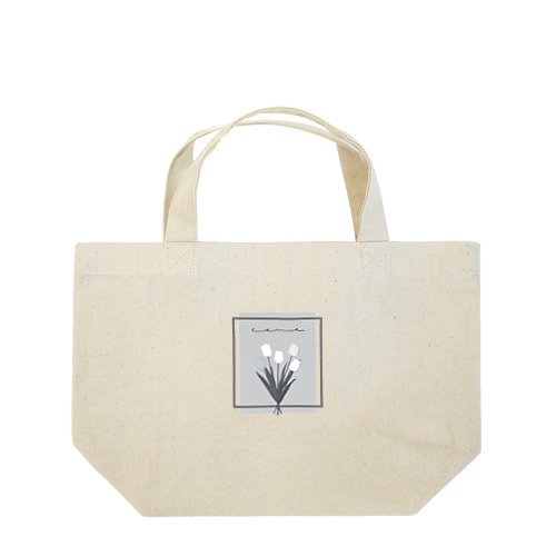 grayish color × white × charcoal ×  tulip bouquet Lunch Tote Bag