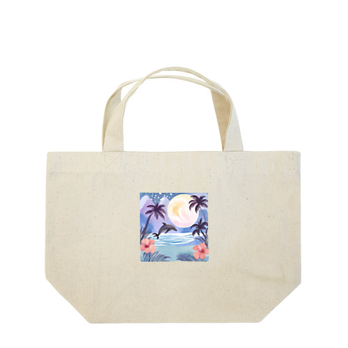 イルカと満月 Lunch Tote Bag