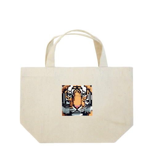 ドット絵で描かれた虎のアップ画像のプレミアムグッズ Lunch Tote Bag