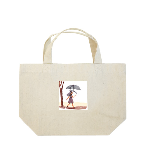 雨降り散歩 イラスト Lunch Tote Bag