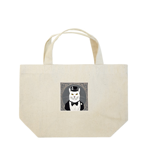 白猫　紳士 Lunch Tote Bag