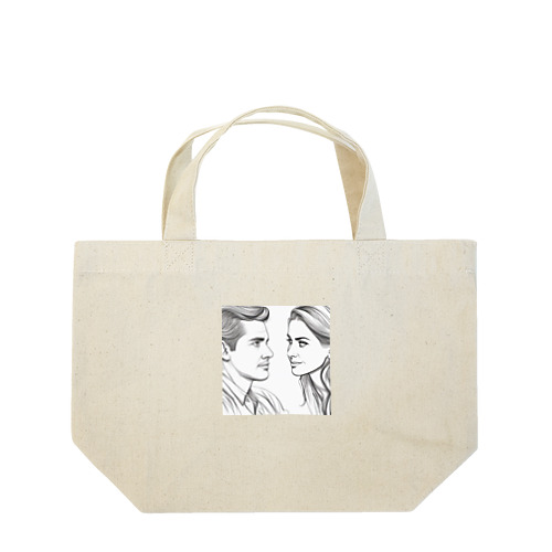 相手の話に耳を傾ける女性のアートグッズ Lunch Tote Bag