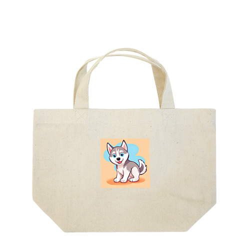 かわいいハスキーの子犬のイラストグッズC Lunch Tote Bag