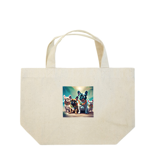 ハワイアンで佇むフレンチブルドッグ達 Lunch Tote Bag