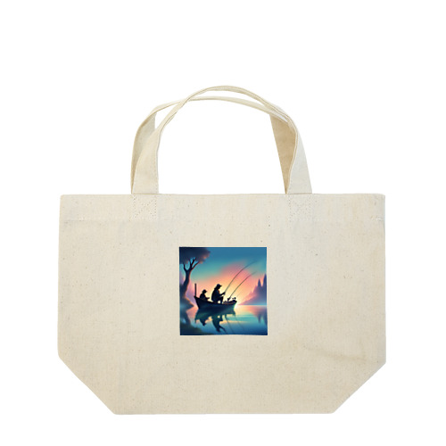 親子の釣りイラストグッズ Lunch Tote Bag