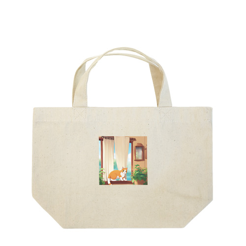 カーテンで遊んでいる猫 Lunch Tote Bag