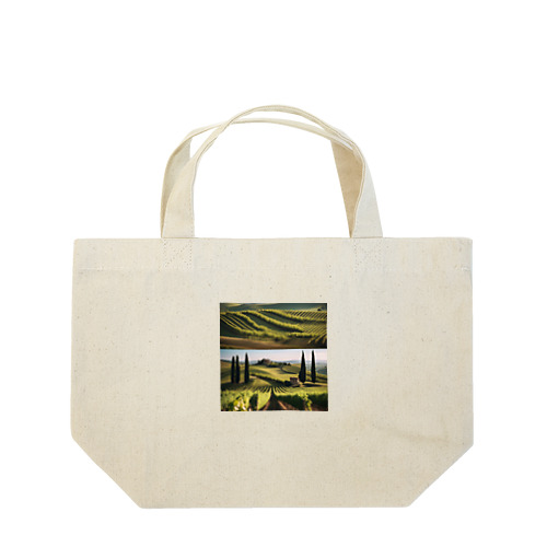 綺麗な緑が並ぶブドウ畑と木々の景色 ランチトートバッグ