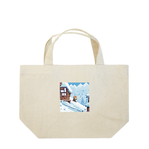 スノーボードを楽しむ猫 Lunch Tote Bag